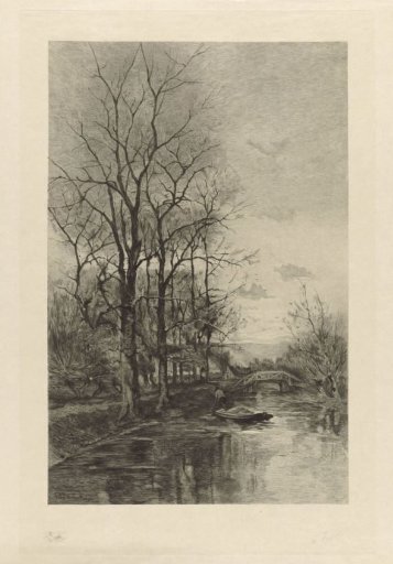 A Man Poling a Boat Along a Canal