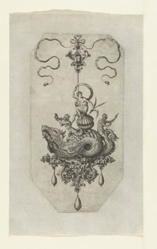 Pendant with a sea dragon with a double shell on its back