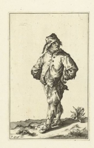 Homeless peasant dressed in rags