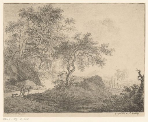 Donkey driver in a mountain landscape