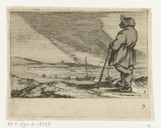 Dune landscape with a man looking out over the sea