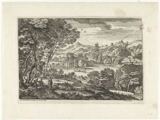 Landscape with three persons under a tree