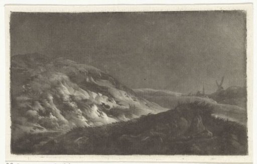Dune Landscape with a Church Tower and a Mill in the Background