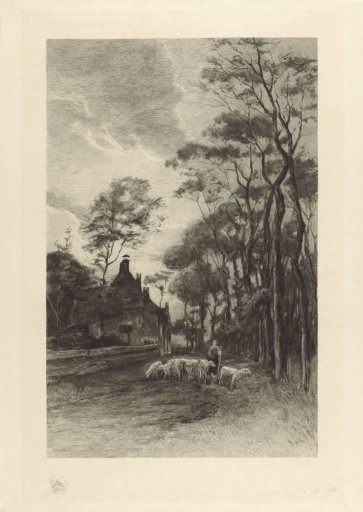 Shepherdess with a Flock of Sheep