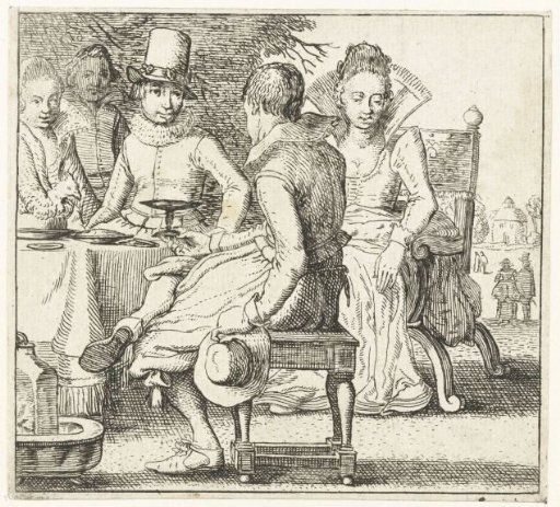 Five Persons Sitting Around a Table on a Terrace