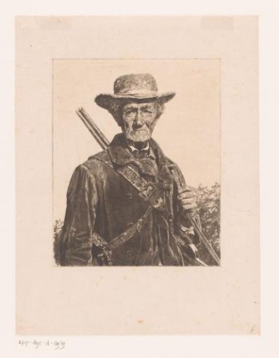 Hunter with hat and rifle over the shoulder