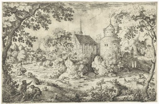 Deer Hunt Near A Chapel