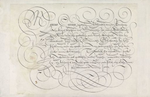 Design for a writing specimen: Marcus Curius (...)