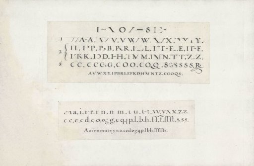 Two designs for writing samples: the Roman square and round letter