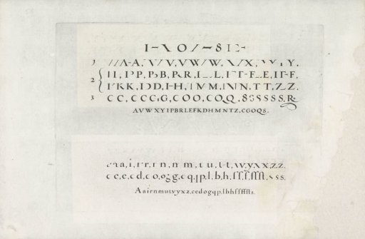 Two writing samples: the Roman square and round letter