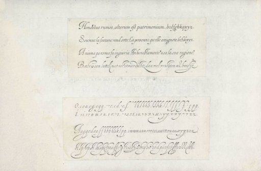 Two designs for writing samples: the Italian letter