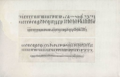 Two designs for writing samples: textura and fraktur