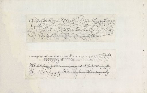 Two designs for writing samples: an English hand and a High German running letter