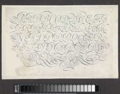 Design for a writing sample: the alphabet in five lines of capitals