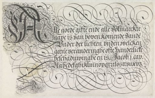 Design of a writing specimen: Alle goede gifte (...)