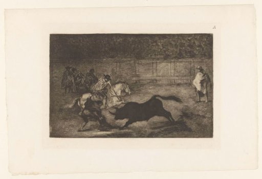 Man on Horseback Stabbing a Bull with His Lance