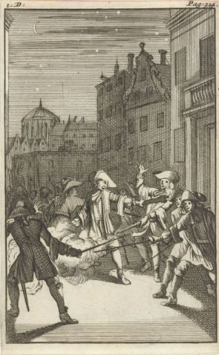 Mirandor and Belindor Attacked in the Streets of Paris by Disguised Men