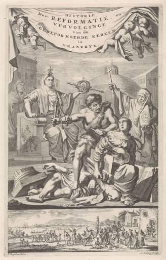Gallia and the French Catholic Church watch as the Reformed Church is scourged