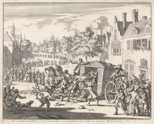 Riot during a procession in a suburb of Paris, 1671