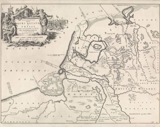 Historical map of the Netherlands at the time of the Batavians and the Frisians II