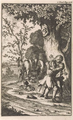 Don Clarazel Embraces Gandales, Whom He Chooses as His Squire