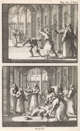 Brother Felix Strikes a Student / Monks Find the Student Unconscious