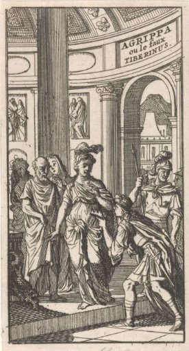 Title page for "Agrippa or the False Tiberinus", in: P. Quinault, Le theatre, part II, 1697