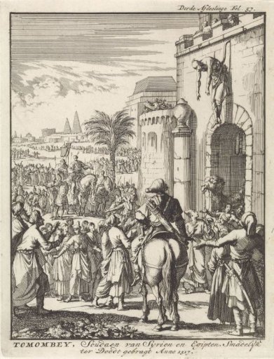Tuman Bay II, Sultan of Egypt, hanged above the city gate of Istanbul, 1517