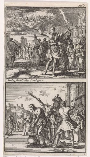 Jesus ben Ananias laments the fate of Jerusalem / Jesus ben Ananias scourged by the Romans