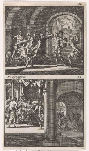 Antigonus is killed by order of his brother Aristobulus / Deathbed of King Aristobulus