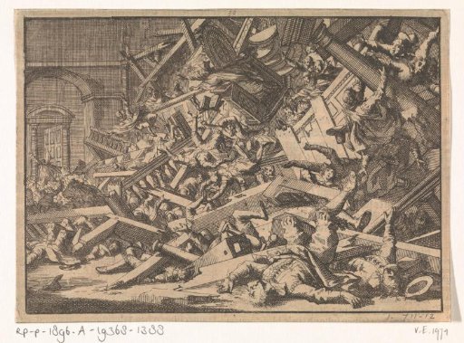 Collapsed gallery during a Catholic religious service in the house of the Spanish ambassador in London, 1623