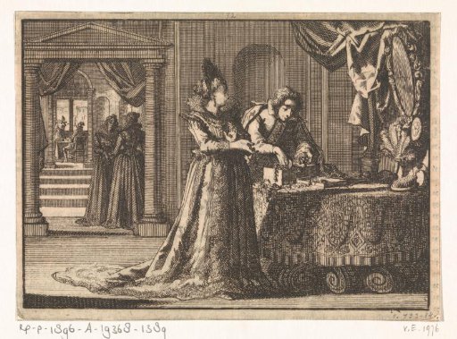 Disguised as a jeweler, Gustavus Adolphus pays his first visit to his fiancée Maria Eleonora of Brandenburg, 1620