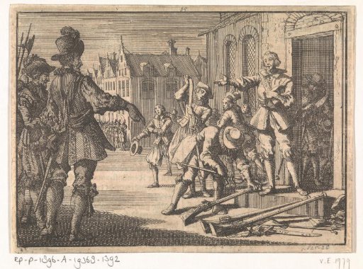 Prince Maurice on the Neude in Utrecht orders the Waardgelders to lay down their weapons, 1618