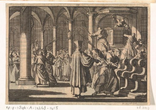 Margaretha Church at La Rochelle is reconsecrated Catholic by whipping the pulpit, pillars and benches with rods, 1628