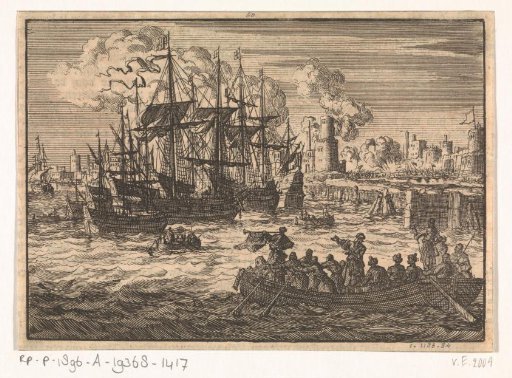Harbour of Salé with the English fleet and a Turkish boat, 1638