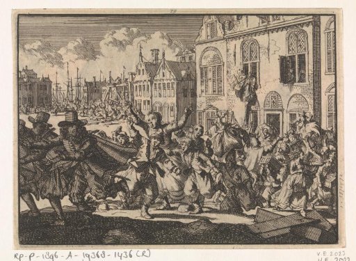 Riot in Enkhuizen where the houses of Vice-Admirals Kwast and Turk are destroyed, 1635