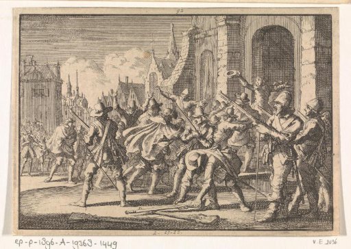 In Bremen Lutherans enter the Cathedral against the council's prohibition while the guard lays down their weapons, 1638