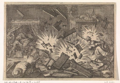 During the siege of Riga a bomb explodes in a house, 1656