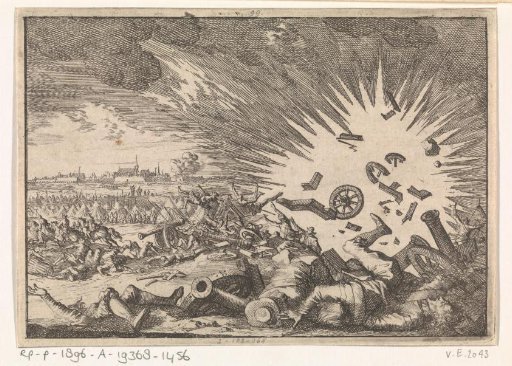 Explosion of a French powder magazine during the siege of Namur, 1640