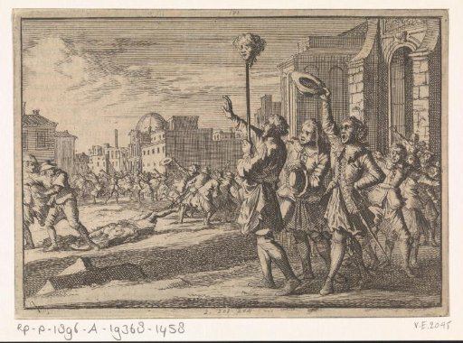 Head of the slain Masaniello carried around on a pike in Naples, 1647