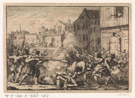Soldiers fight against Catholic students during a riot in Krakow, 1647