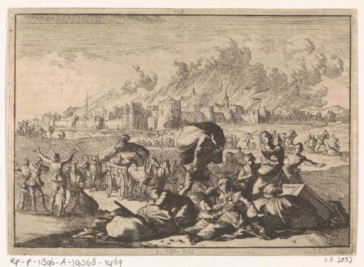 Aachen burns while inhabitants flee, 1656