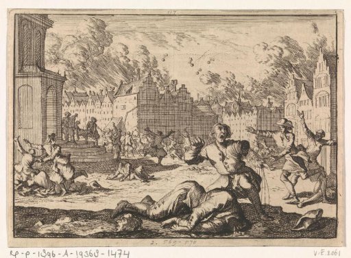 Square in Münster during the siege by Bishop Christoph Bernhard von Galen, 1657