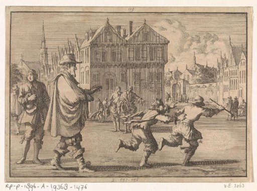 Boy insults the mayor of Strasbourg by snatching the stick of his servant, 1671