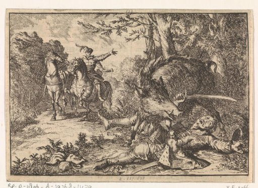 Miklós Count Zrínyi in Croatia killed by a wild boar, 1664
