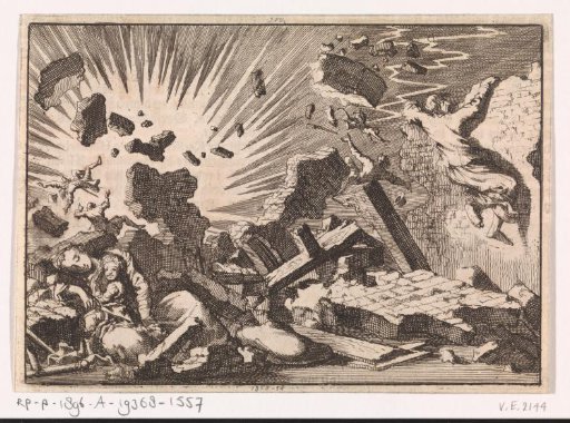 Explosion of gunpowder caused by lightning striking the castle on the island of Guernsey, 1673
