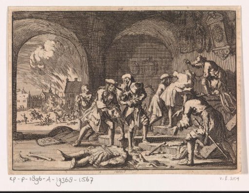 Vault in Heidelberg where French soldiers destroy the graves of the electors, 1693