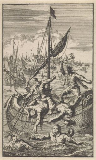 Pietro Ciacconne captures a boat from the Leideners, 1574