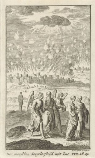 Lot and His Daughters Leaving the Burning Sodom