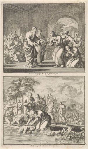 Catechism of five believers and the baptism of new believers in a river
